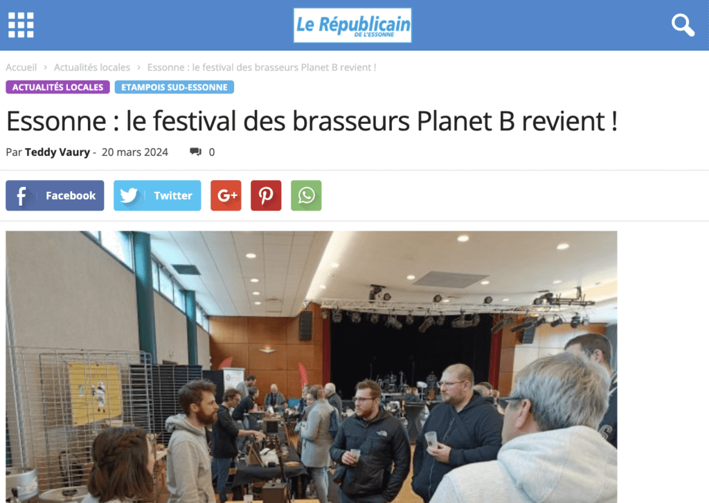 capture d'écran de l'article publié sur Le Républicain de l'Essonne